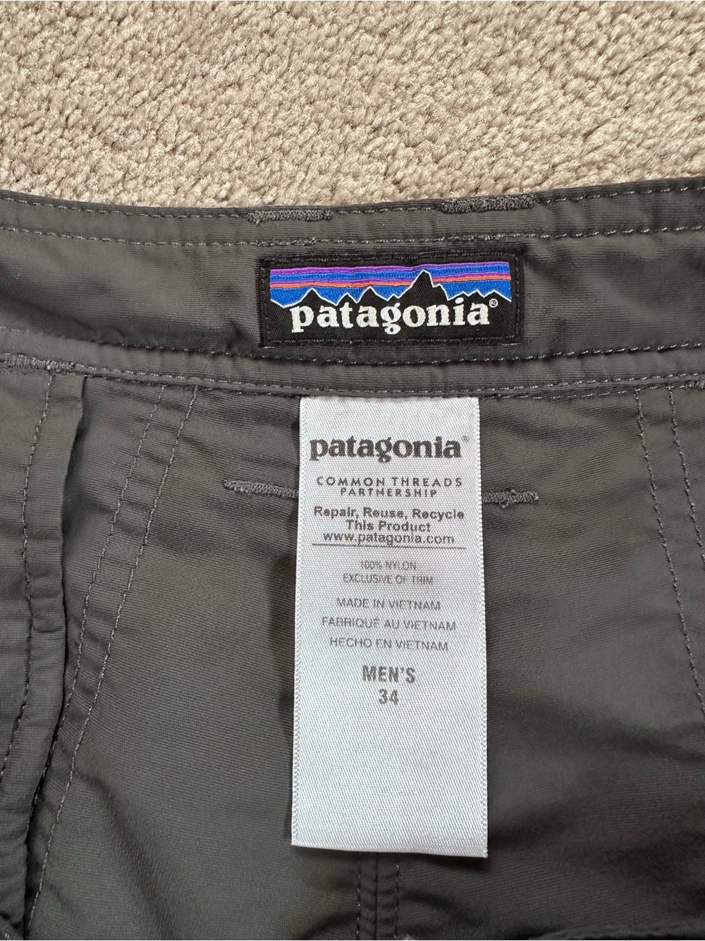 Patagonia Wavefarer Stand Up Hiking Outdoor Shorts Gray Size 34 - Picture 9 of 12